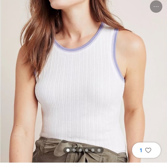 ANTHROPOLOGIE SATURDAY SUNDAY KNIT TANK TOP WHITE MEDIUM - Picture 3 of 6